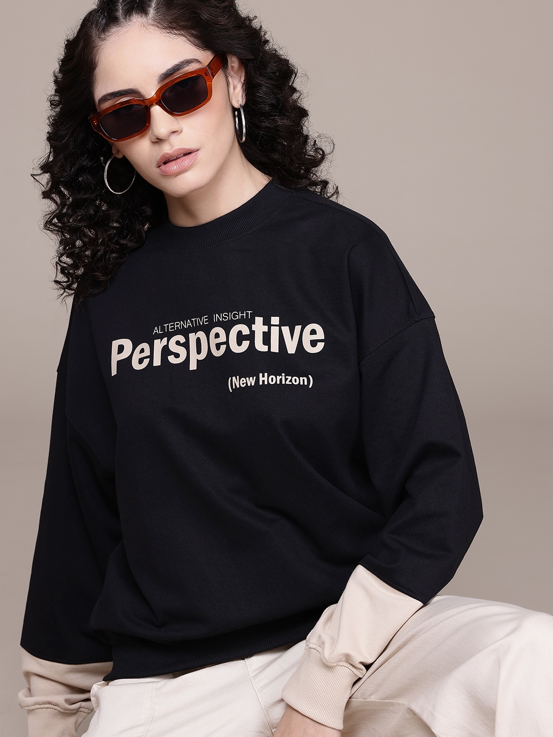 

The Roadster Lifestyle Co. Printed Relaxed Sweatshirt, Black
