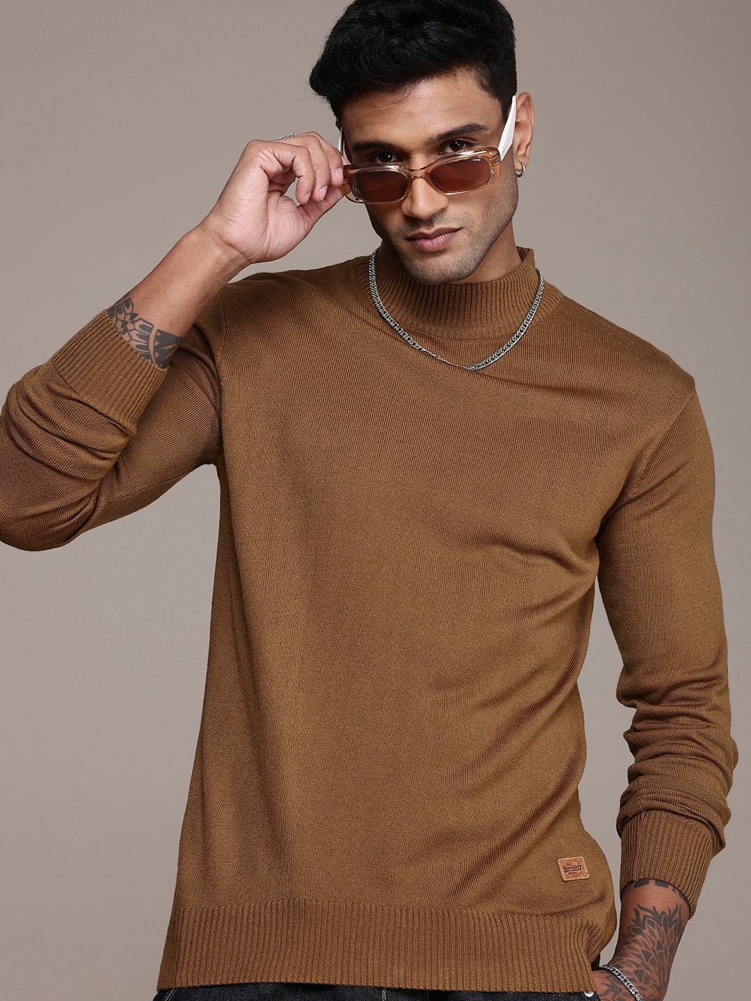 

The Roadster Life Co. Turtle Neck Pure Acrylic Pullover, Brown