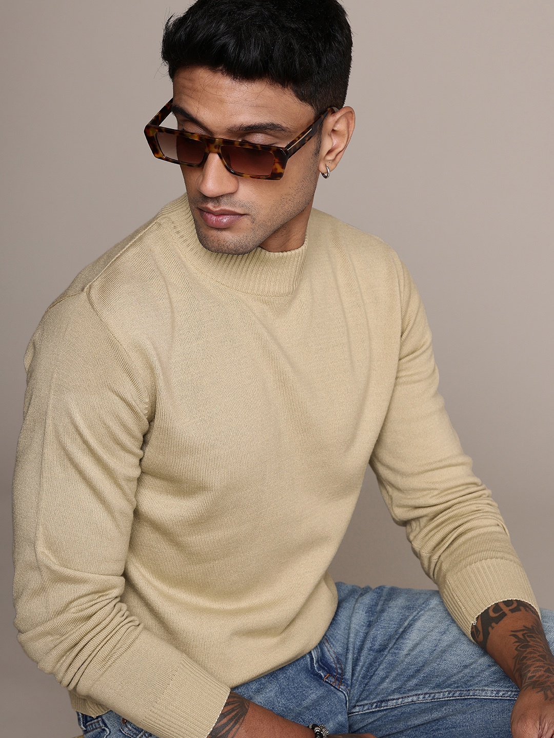 

The Roadster Life Co. High Neck Pullover, Beige
