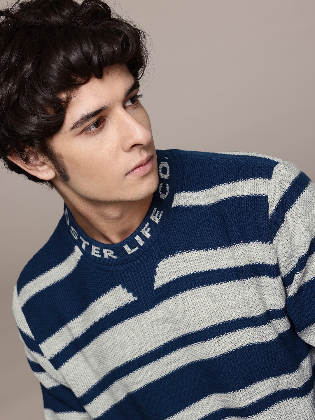 

The Roadster Lifestyle Co. Striped Acrylic Pullover, Navy blue