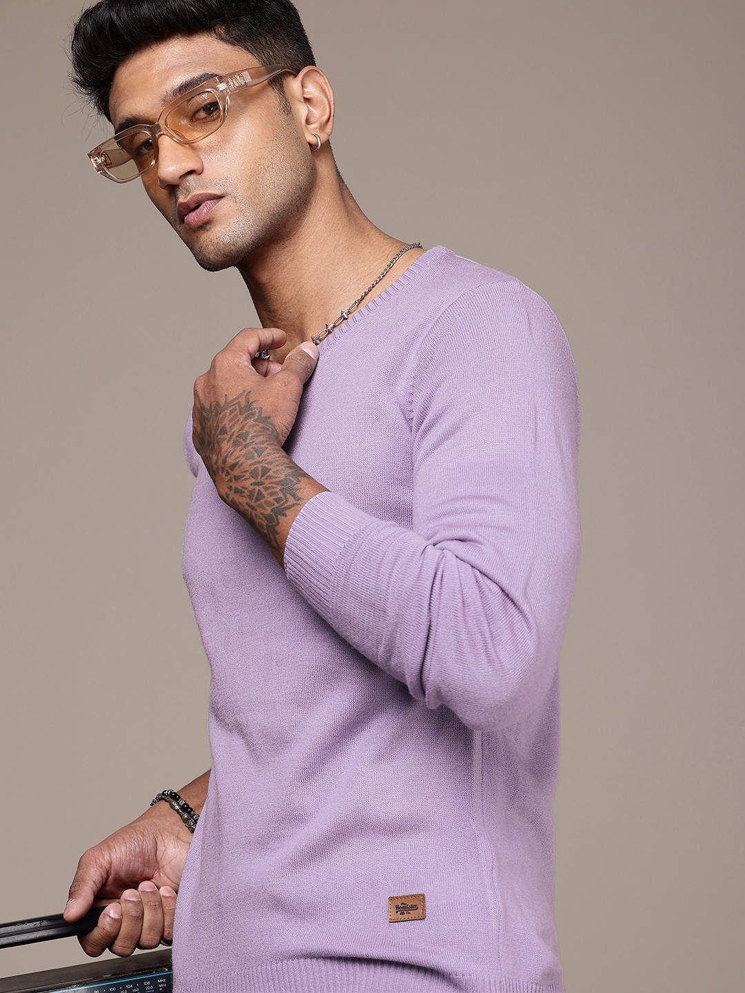 

The Roadster Life Co. Solid V-Neck Pullover, Lavender