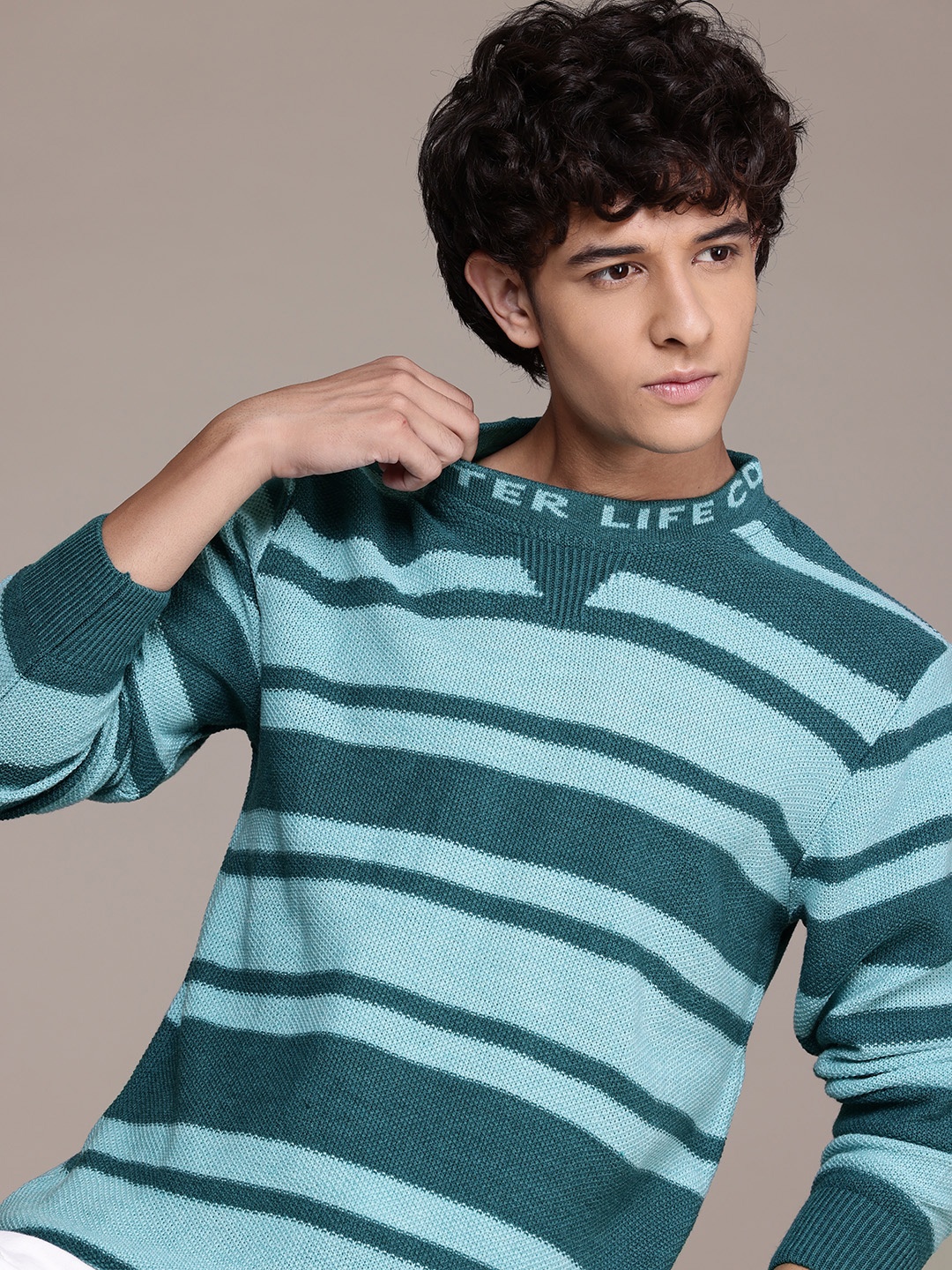

The Roadster Lifestyle Co. Striped Acrylic Pullover, Sea green