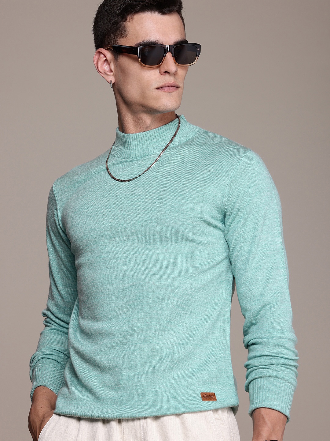 

The Roadster Life Co. Turtle Neck Pure Acrylic Pullover, Blue
