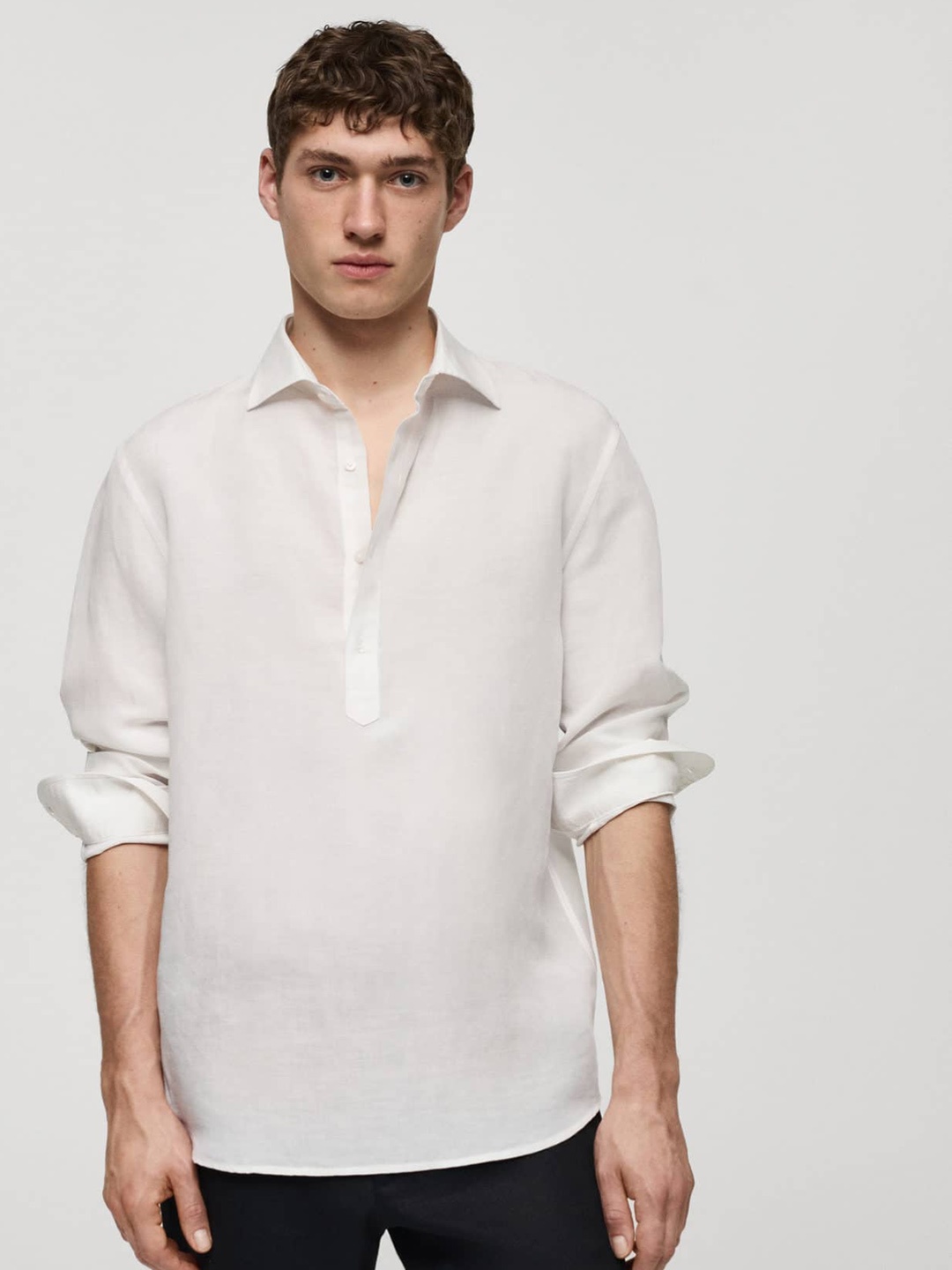 

MANGO MAN Solid Casual Shirt, White