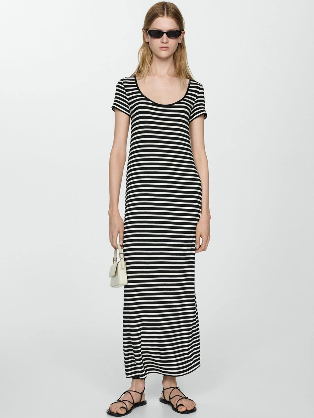 

MANGO Striped Sheath Dress, Black