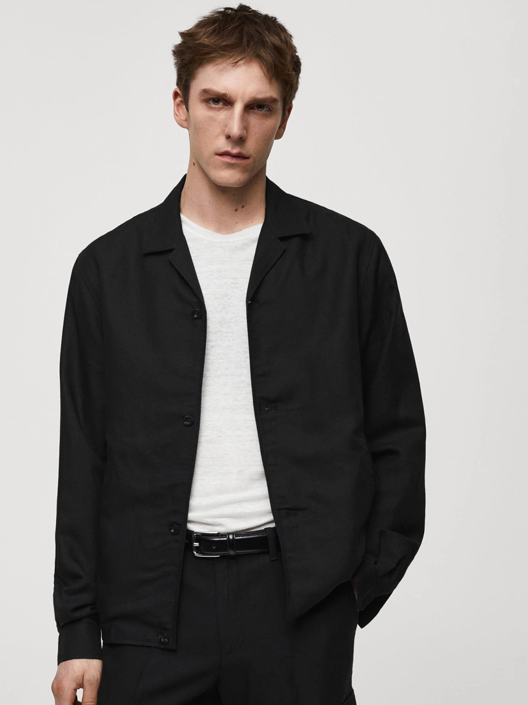 

MANGO MAN Lapel Collar Slim Fit Bomber Jacket, Black