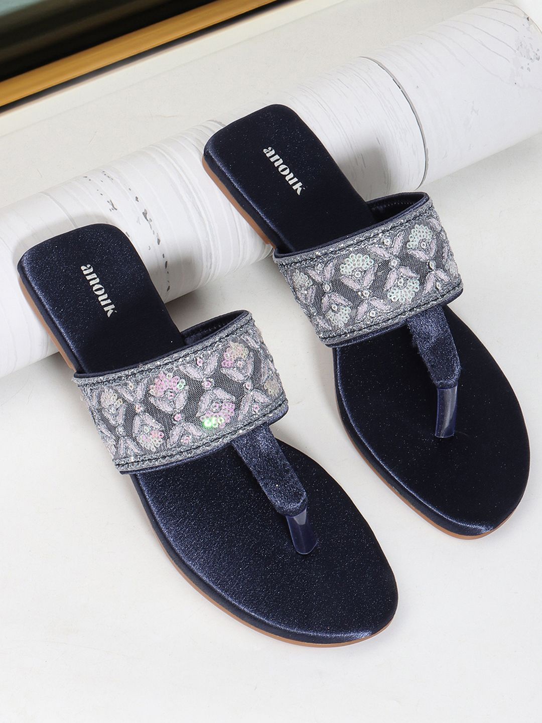 

Anouk Embellished Open Toe Flats, Blue