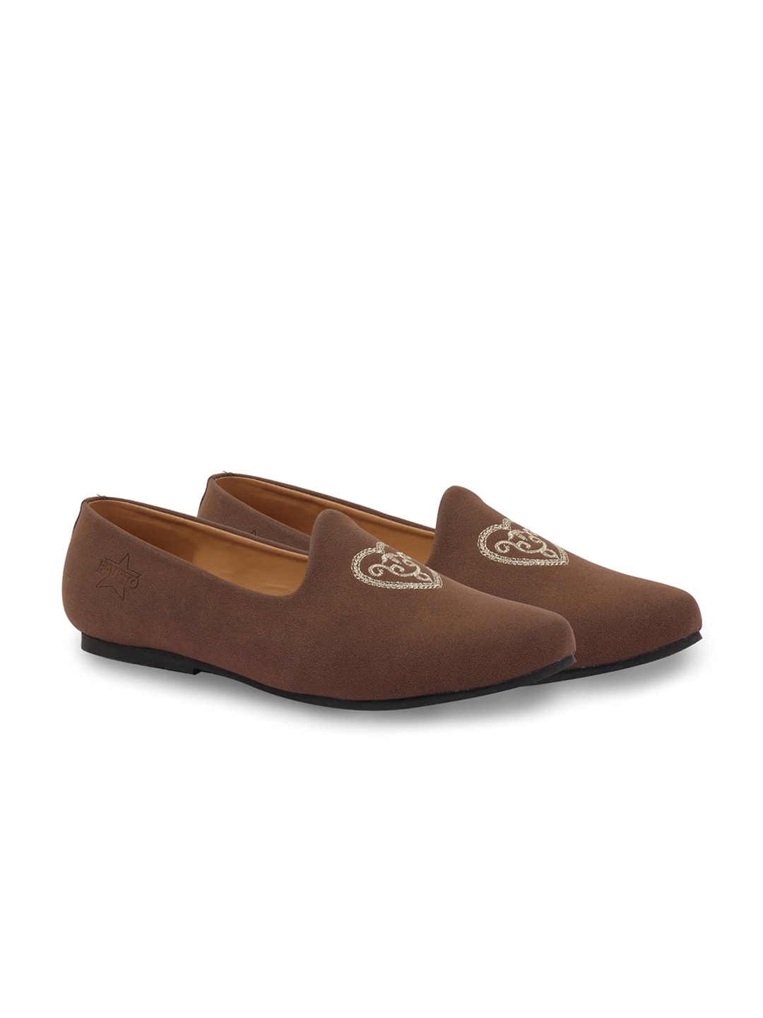 

FAUSTO Men Embellished Mojaris, Brown