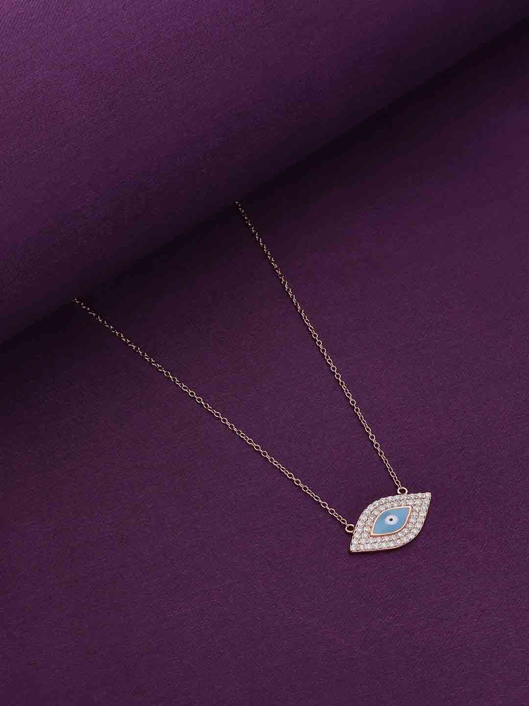 

KAI JEWEL Sterling Silver Rose Gold-Plated Cubic Zirconia Studded Necklace