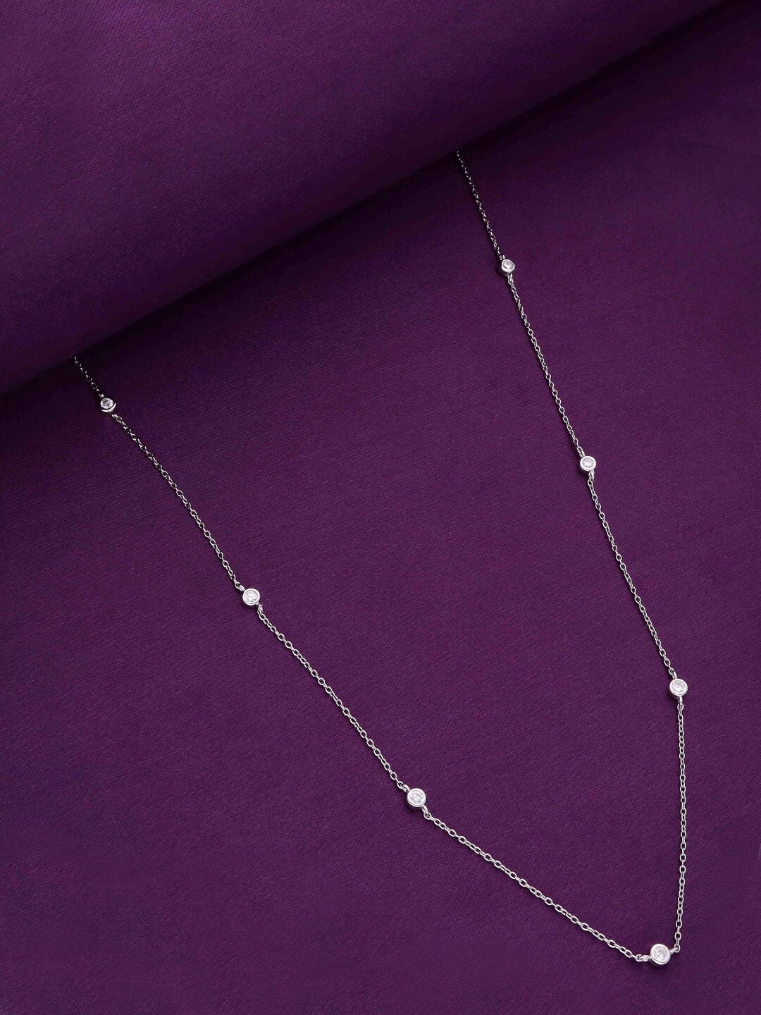 

KAI JEWEL Sterling Silver Rhodium-Plated Cubic Zirconia Studded Necklace