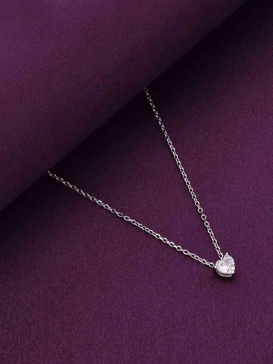 

KAI JEWEL Sterling Silver Rhodium-Plated Cubic Zirconia Studded Necklace