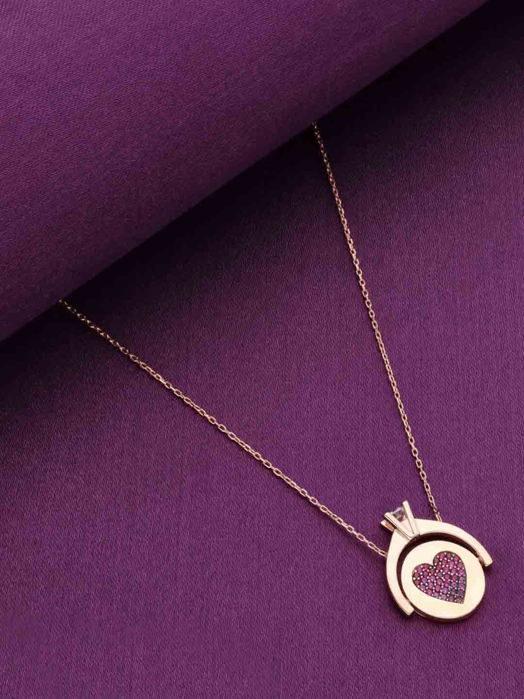 

KAI JEWEL 92.5 Sterling Silver Cubic Zirconia Rose Gold Plated Necklace