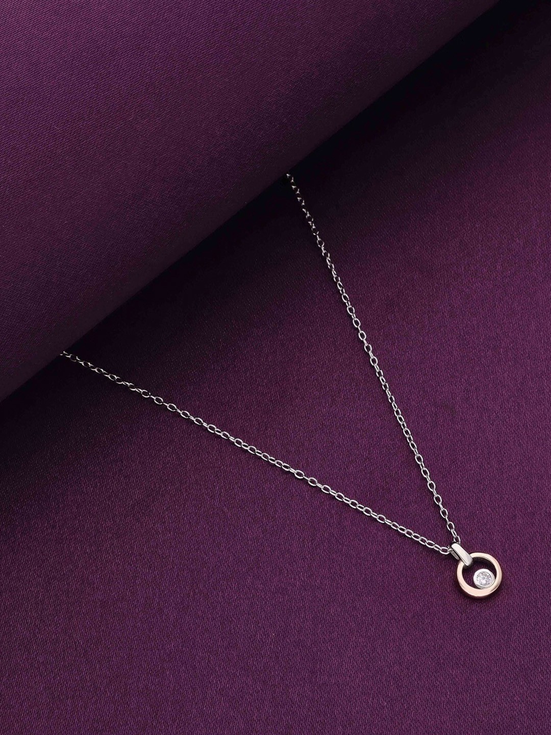 

KAI JEWEL 92.5 Sterling Silver Cubic Zirconia Rose Gold Plated Necklace