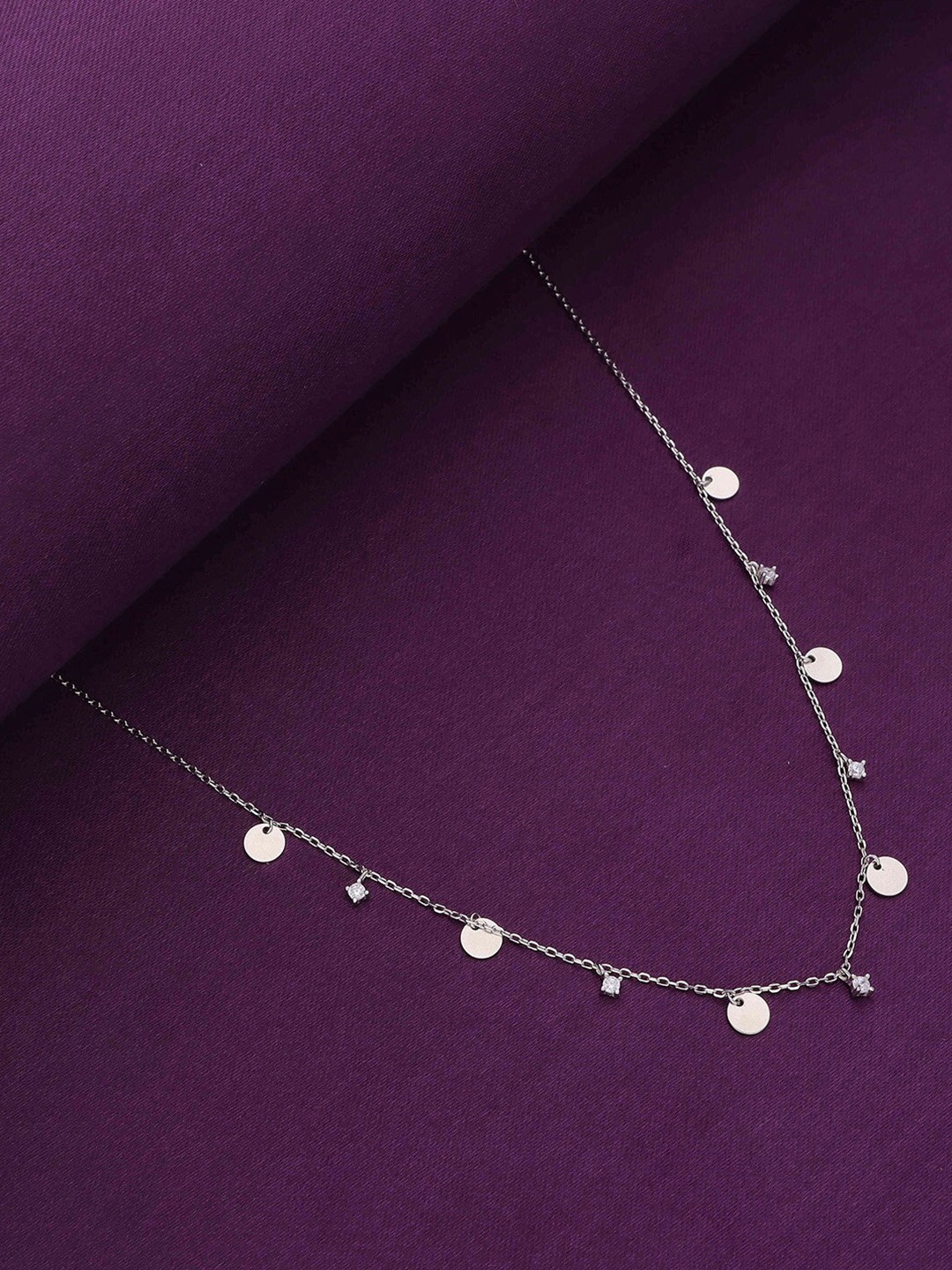 

KAI JEWEL 925 Sterling Silver Rhodium-Plated Cubic Zirconia Stone Studded Necklace
