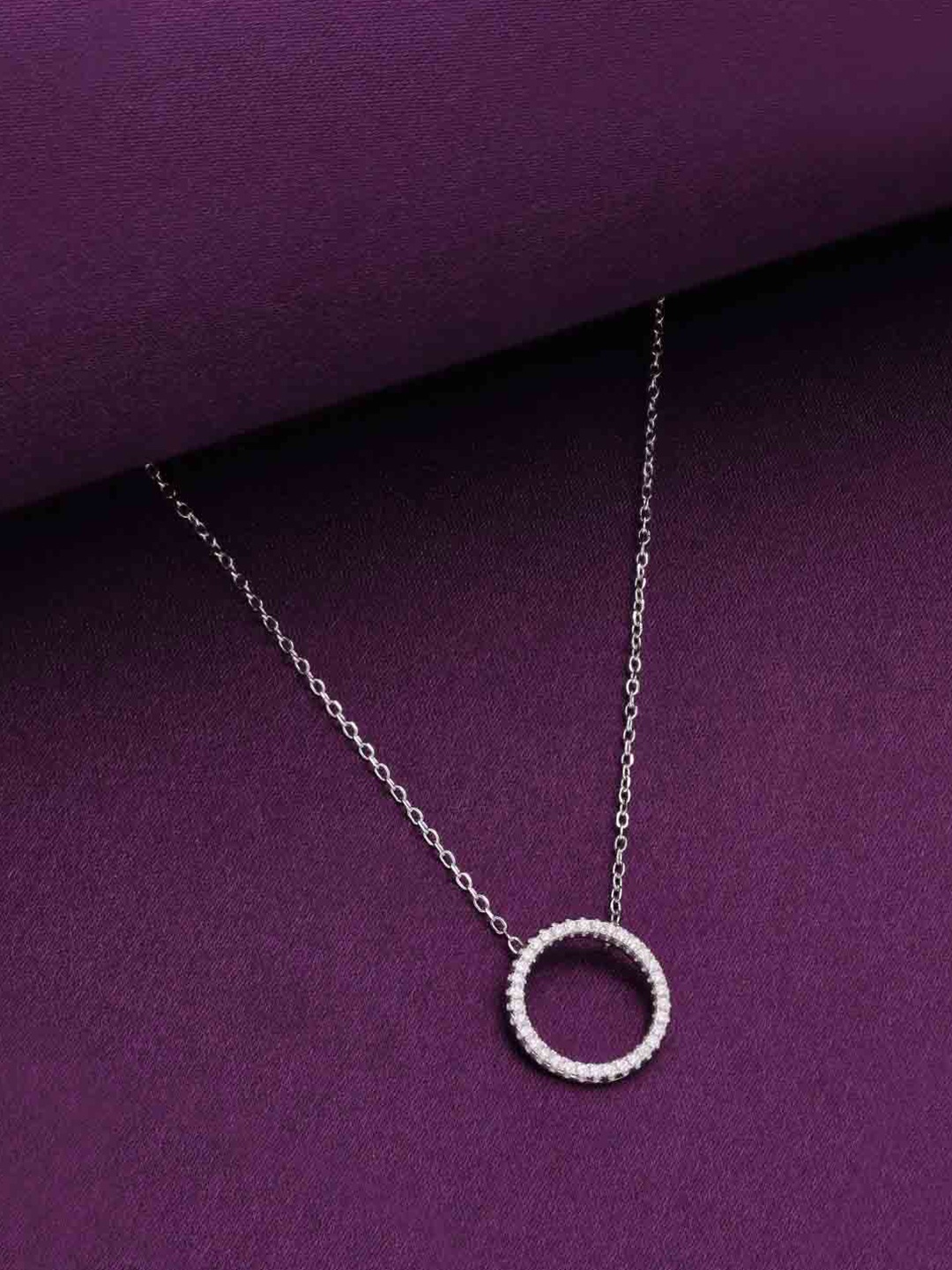 

KAI JEWEL Sterling Silver Rhodium-Plated Cubic Zirconia Studded Necklace