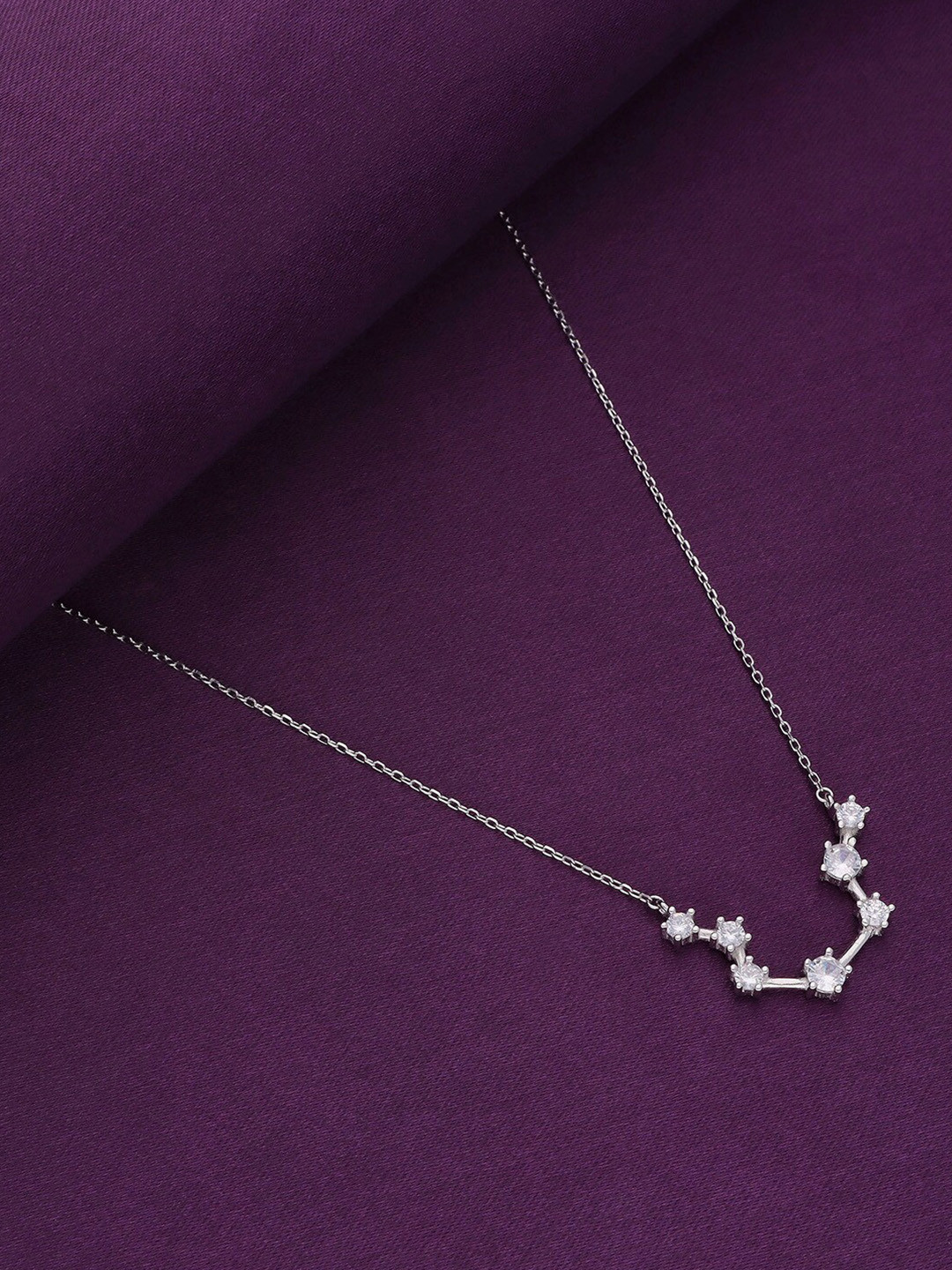 

KAI JEWEL Sterling Silver Rhodium-Plated Cubic Zirconia Studded Necklace