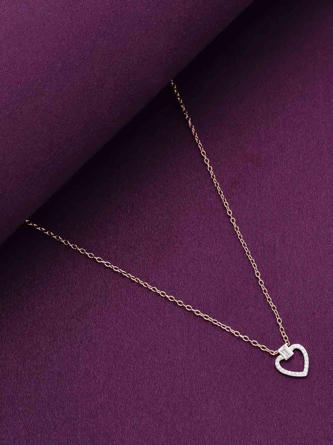 

KAI JEWEL 92.5 Sterling Silver Cubic Zirconia Rose Gold Plated Necklace
