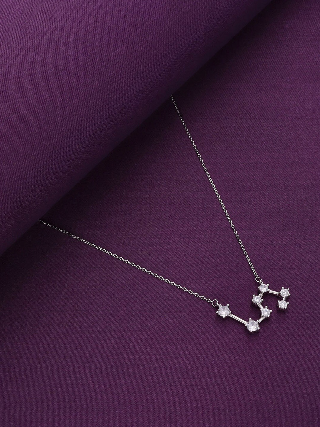 

KAI JEWEL Sterling Silver Rhodium-Plated Cubic Zirconia Studded Necklace