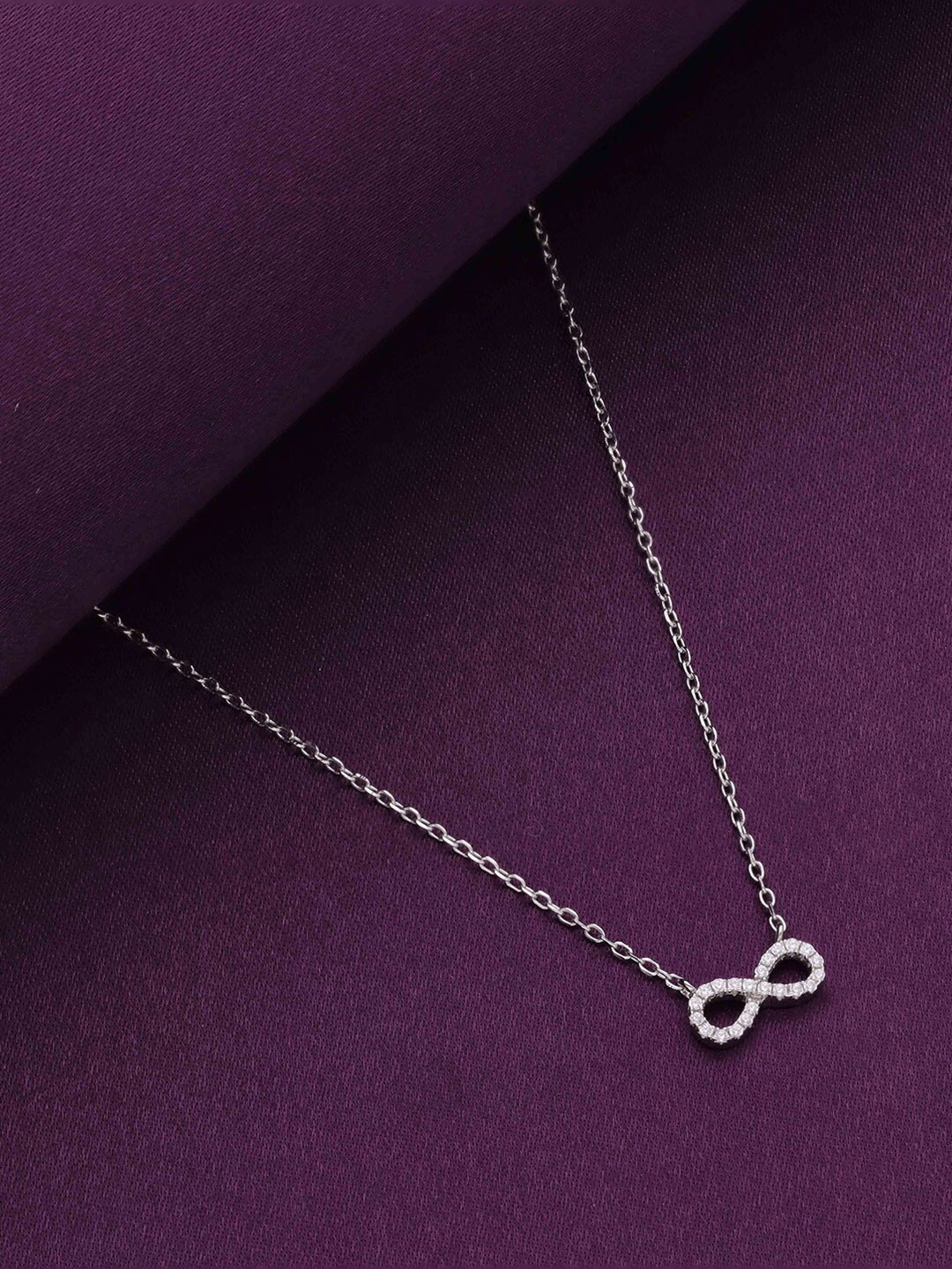 

KAI JEWEL 925 Sterling Silver Rhodium-Plated Cubic Zirconia Stone Studded Necklace