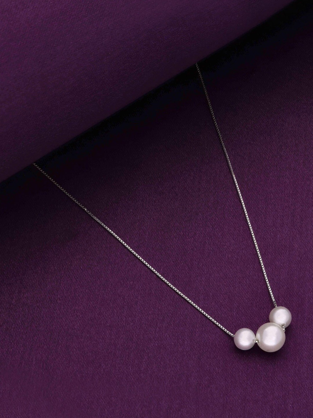 

KAI JEWEL 925 Sterling Silver Rhodium-Plated Pearl-Beaded Necklace