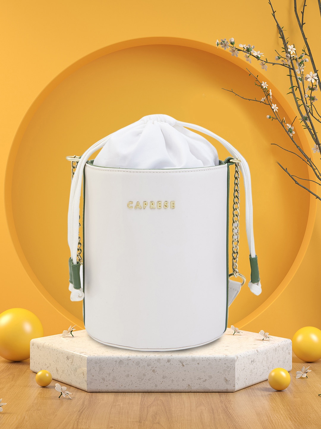 

Caprese Colourblocked Bucket Sling Bag, Cream