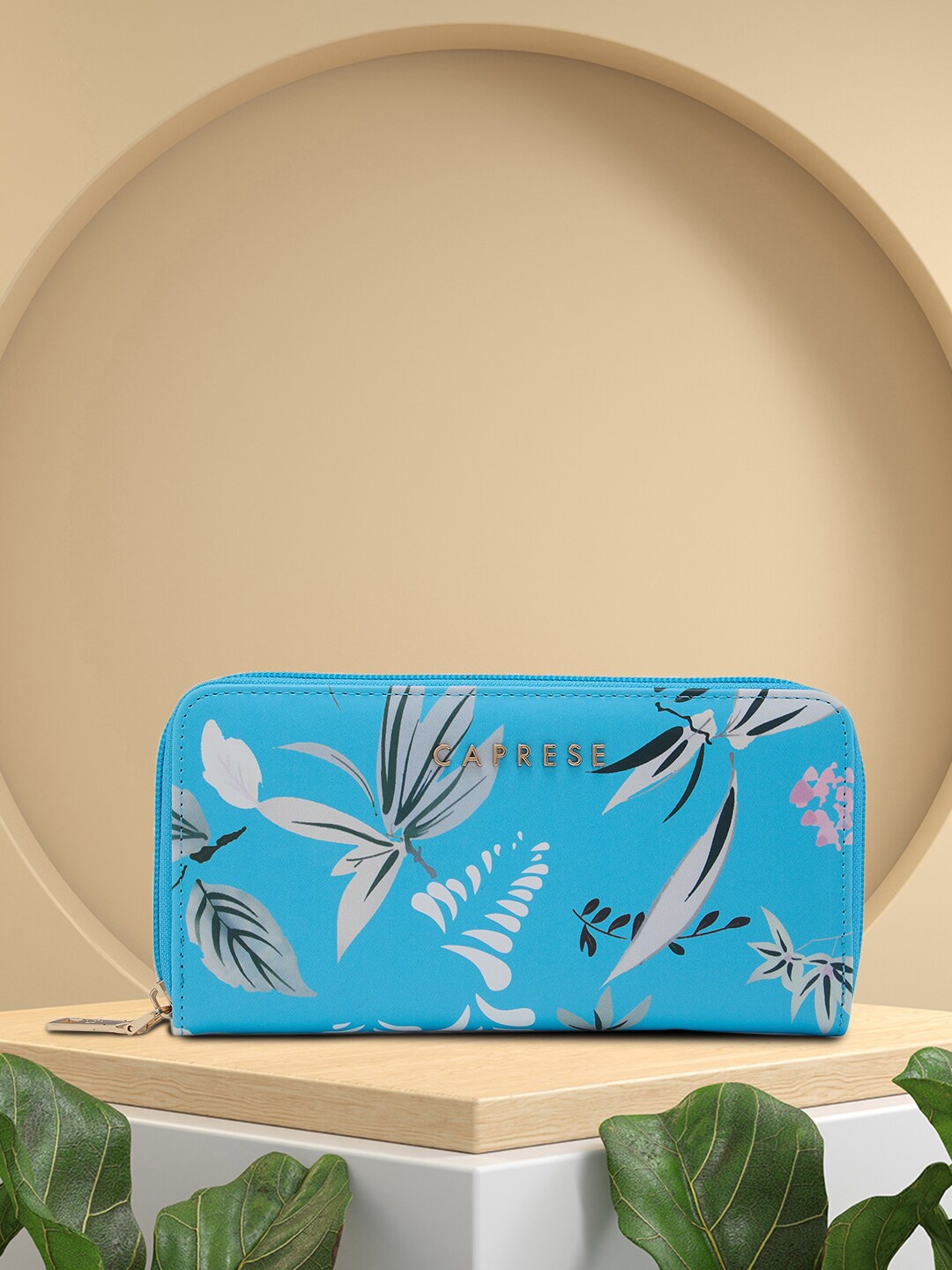 

Caprese Floral Printed Zip Around Wallet, Blue