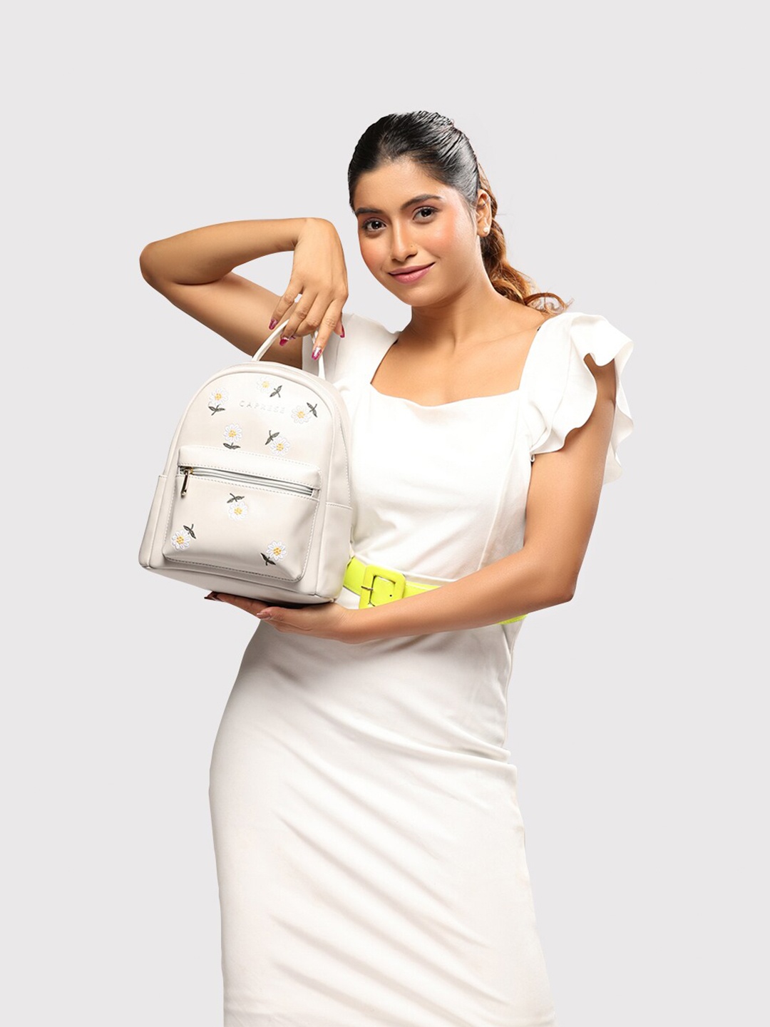 

Caprese Women Embroidered Backpack, Grey