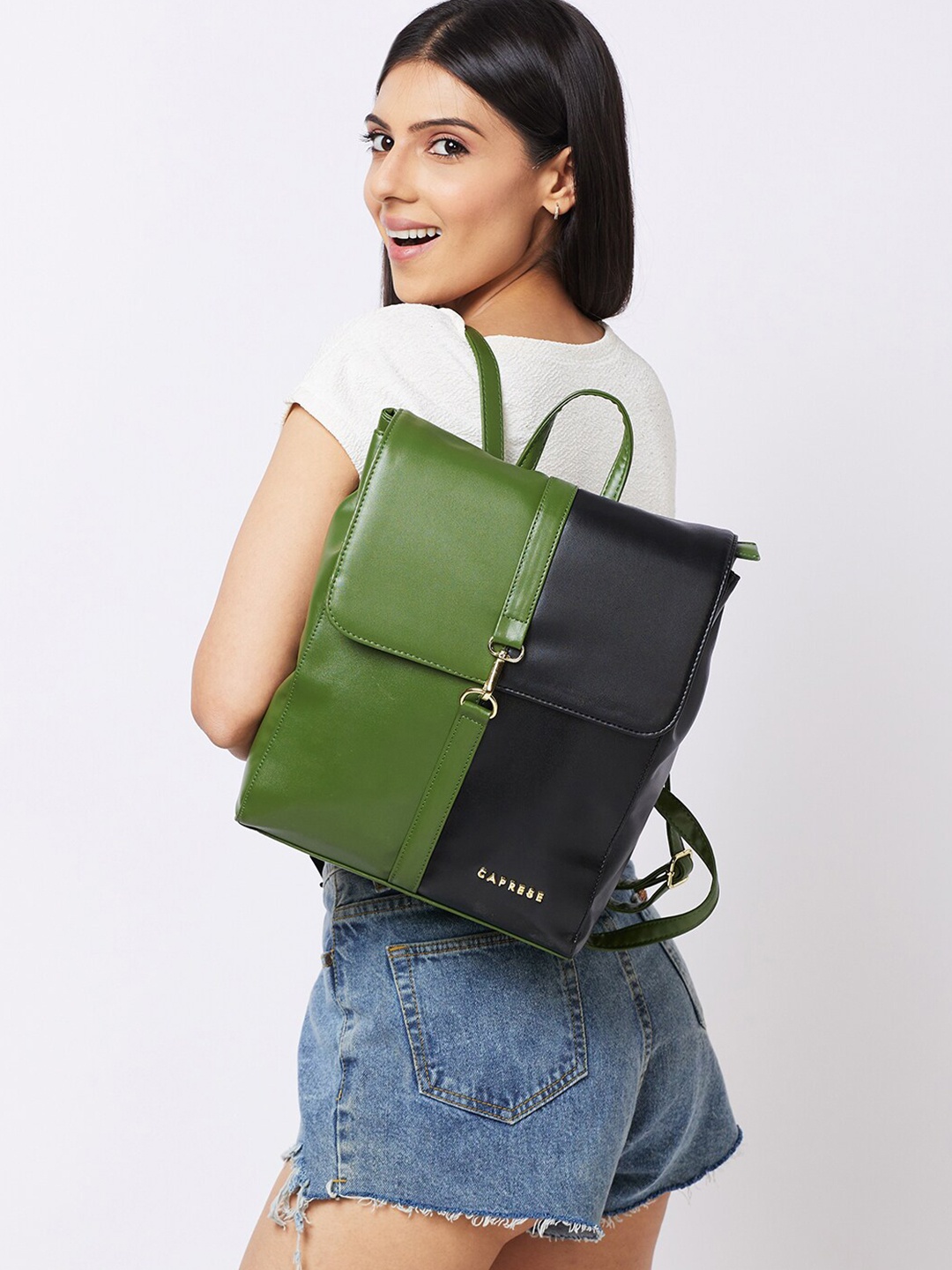 

Caprese Women Colourblocked Backpack, Green