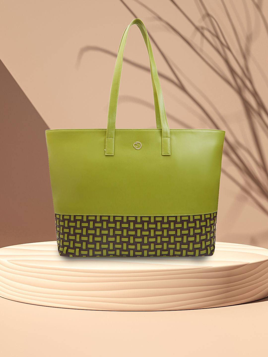 

Caprese Textured Oversized Structured Shoulder Bag, Green