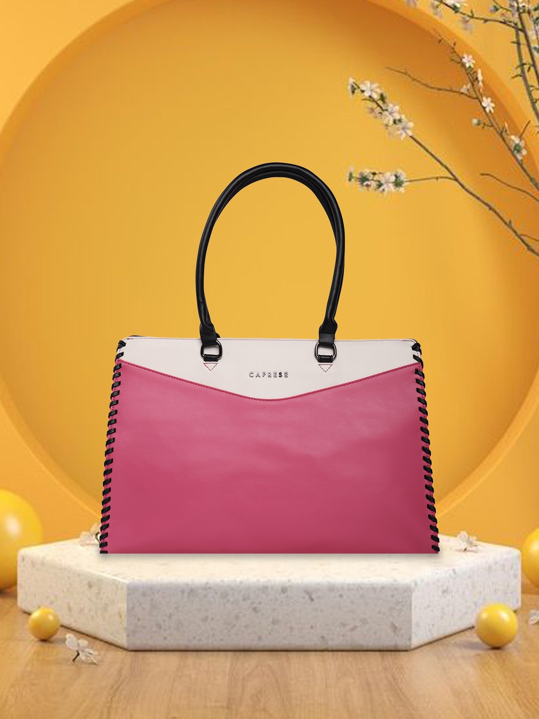 

Caprese Structured Handheld Bag, Pink