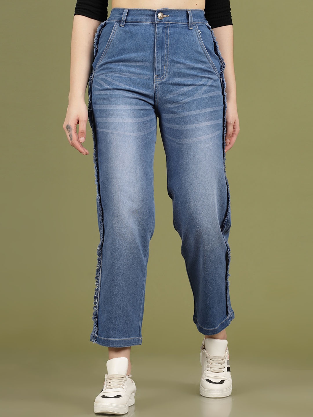 

plusS Women Mid-Rise Light Fade Cotton Jeans, Blue