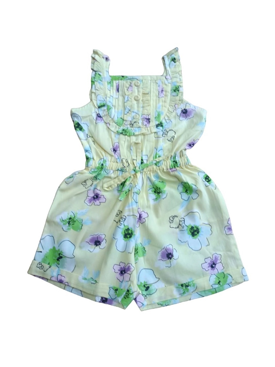 

CELEBRITY CLUB Infant Girls Printed Cotton Jumpsuit, Yellow