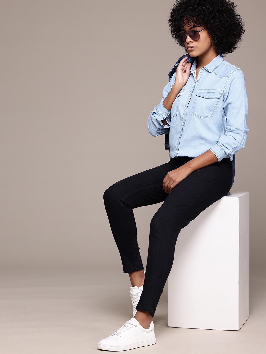 

Roadster Women Opaque Pure Cotton Casual Shirt, Blue