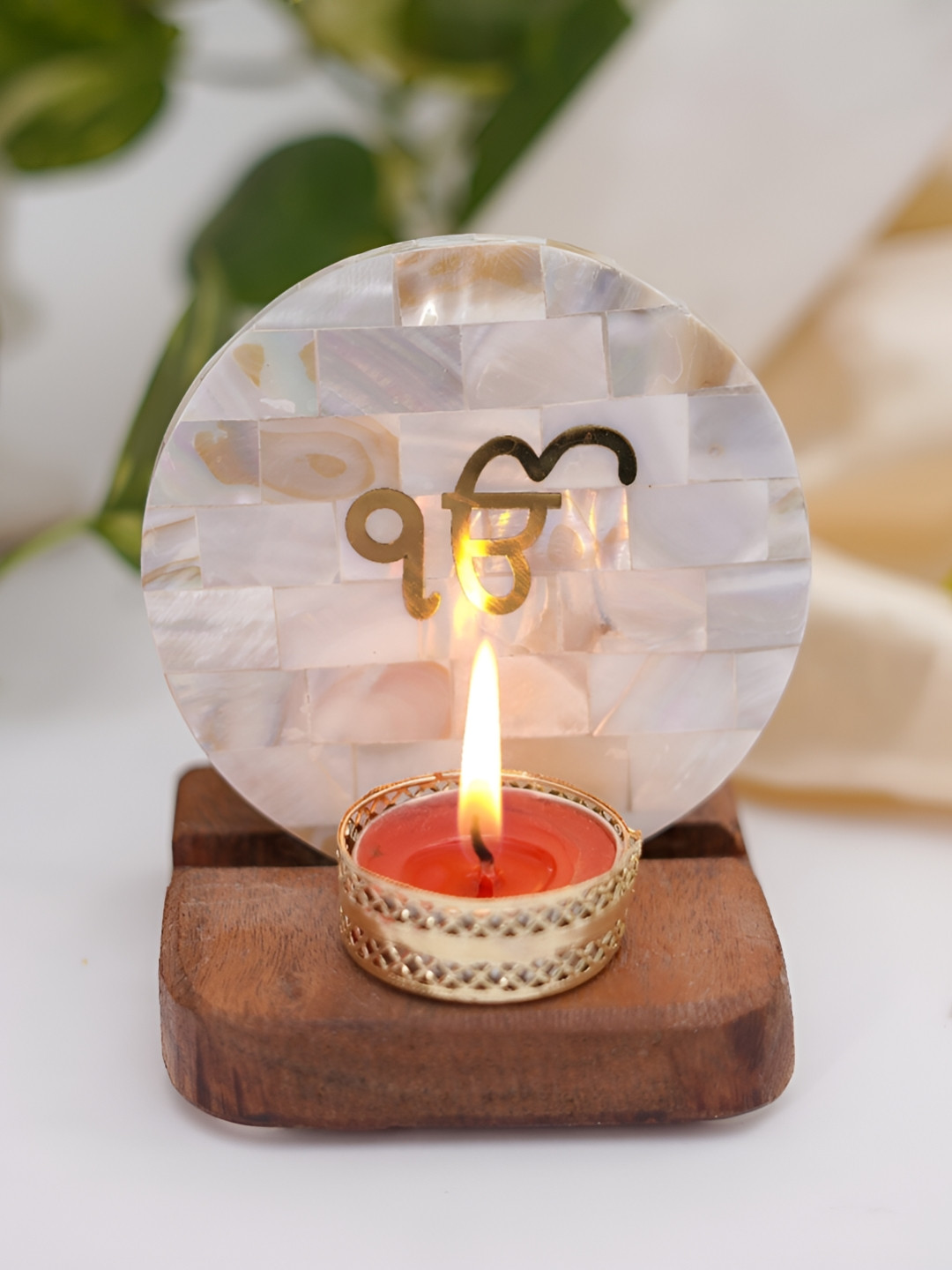 

HOMEARTE Off White Wood Candle Holder
