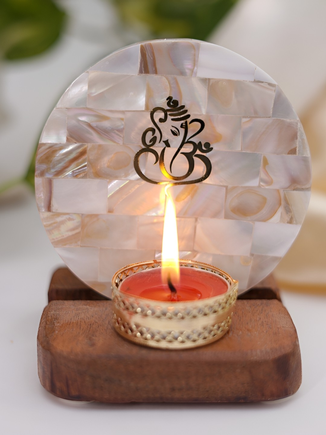 

HOMEARTE Off White Wood Candle Holder