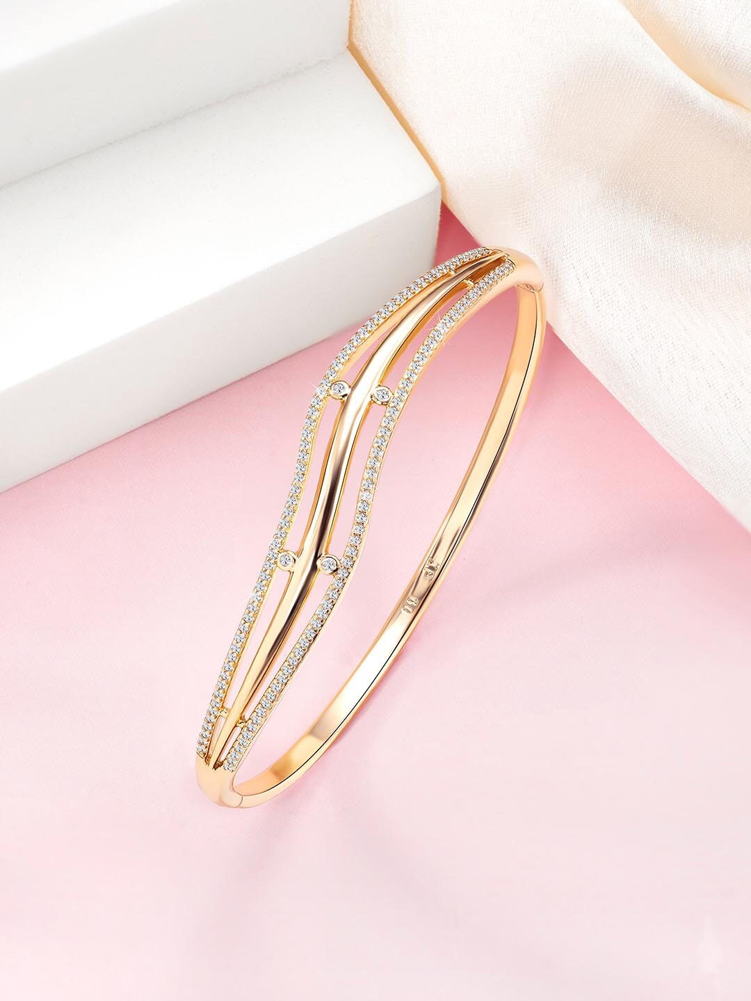 

Peora Gold-Plated Cubic Zirconia Stone Studded Brass Kada Bracelet