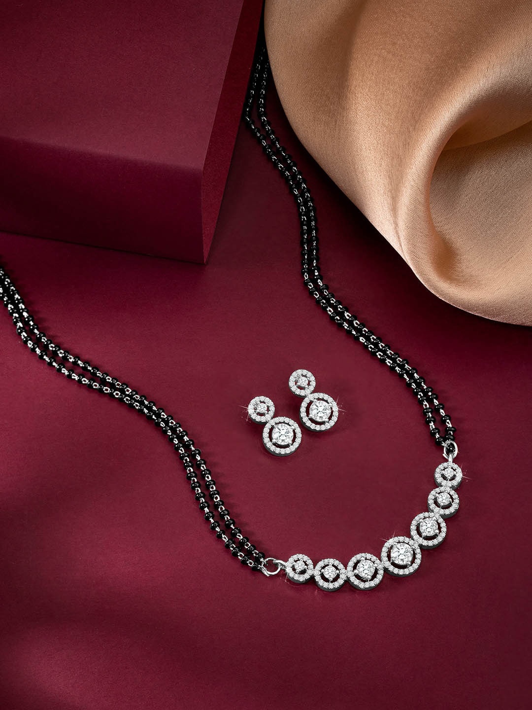 

Peora Silver-Plated CZ Studded Mangalsutra
