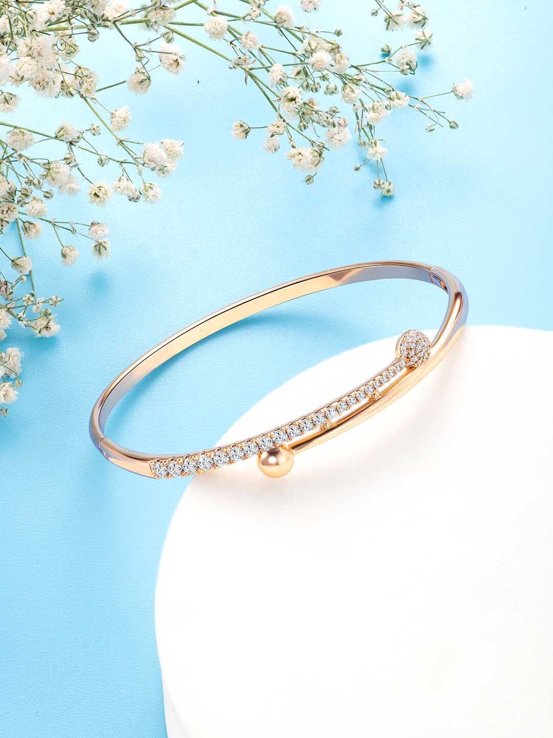 

Peora Gold-Plated Cubic Zirconia Stone Studded Brass Kada Bracelet