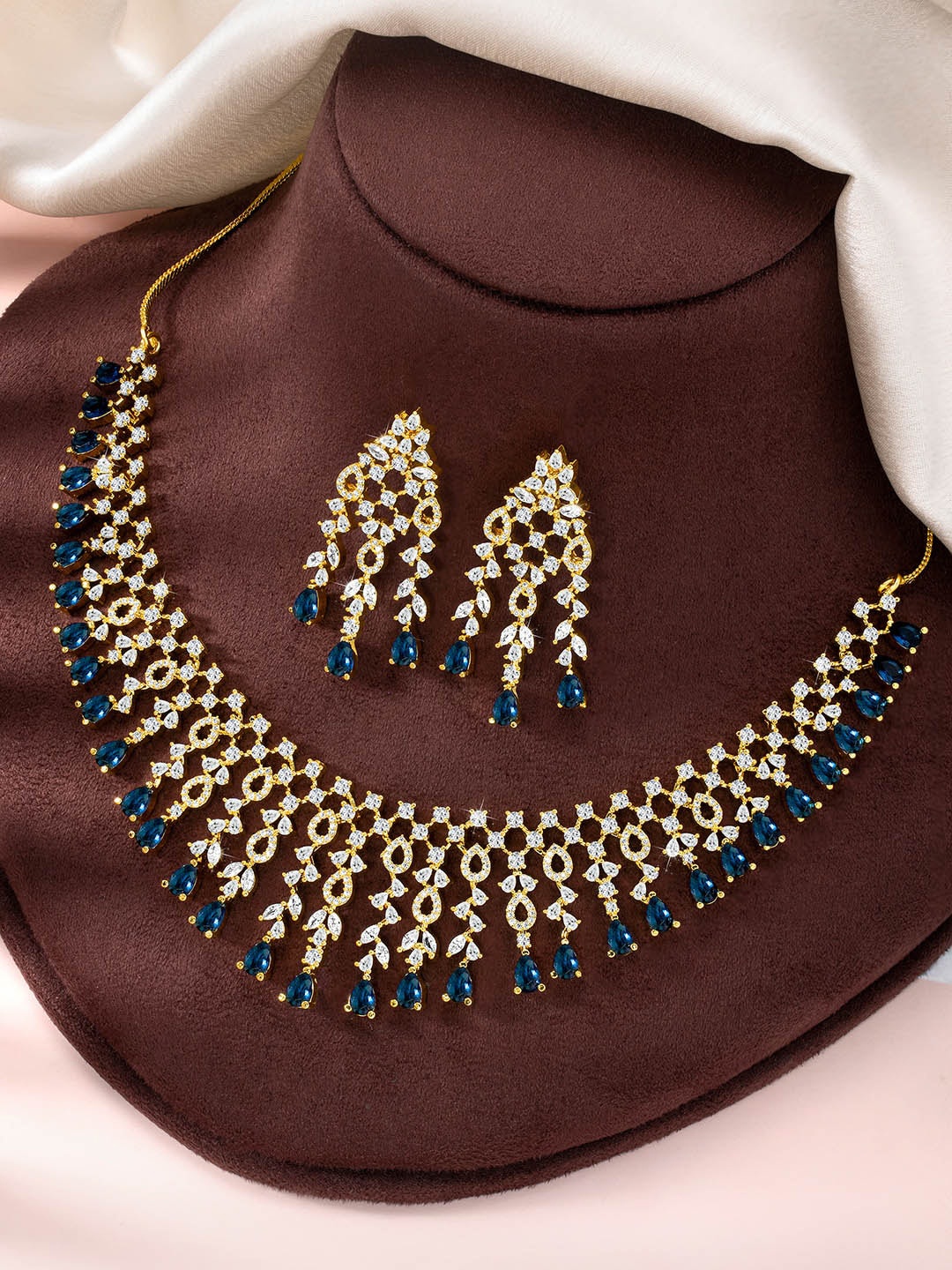 

Peora Gold-Plated CZ & Crystal Studded Jewellery Set