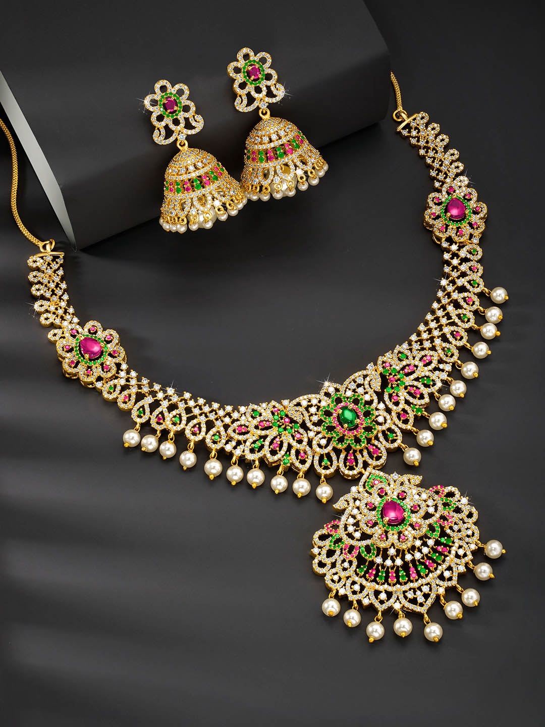 

Peora Gold-Plated Cubic Zirconia & Crystal Necklace and Earrings