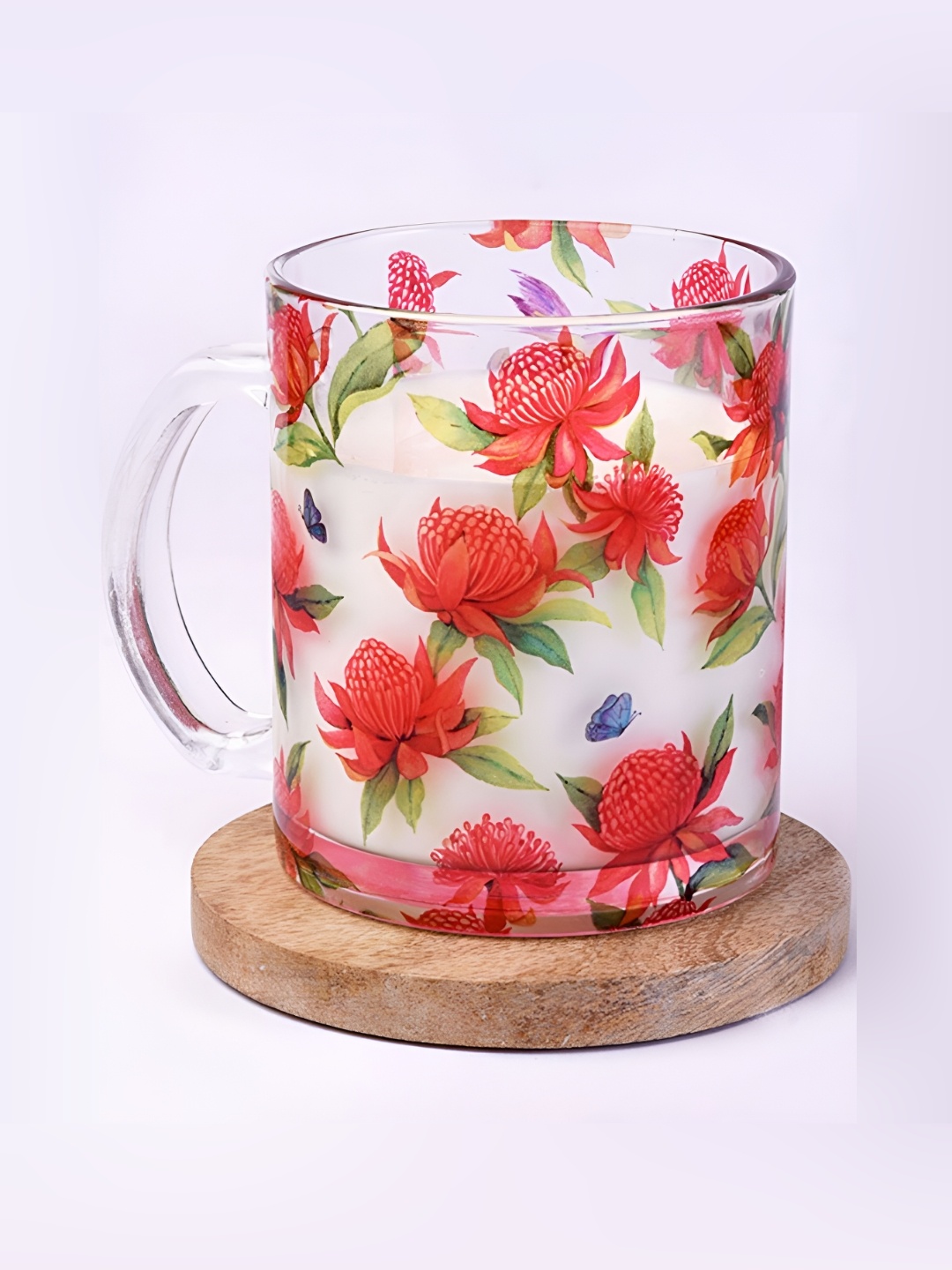 

Strokes by Namrata Mehta Red & Transparent Printed Glass Transparent Mug 350ml