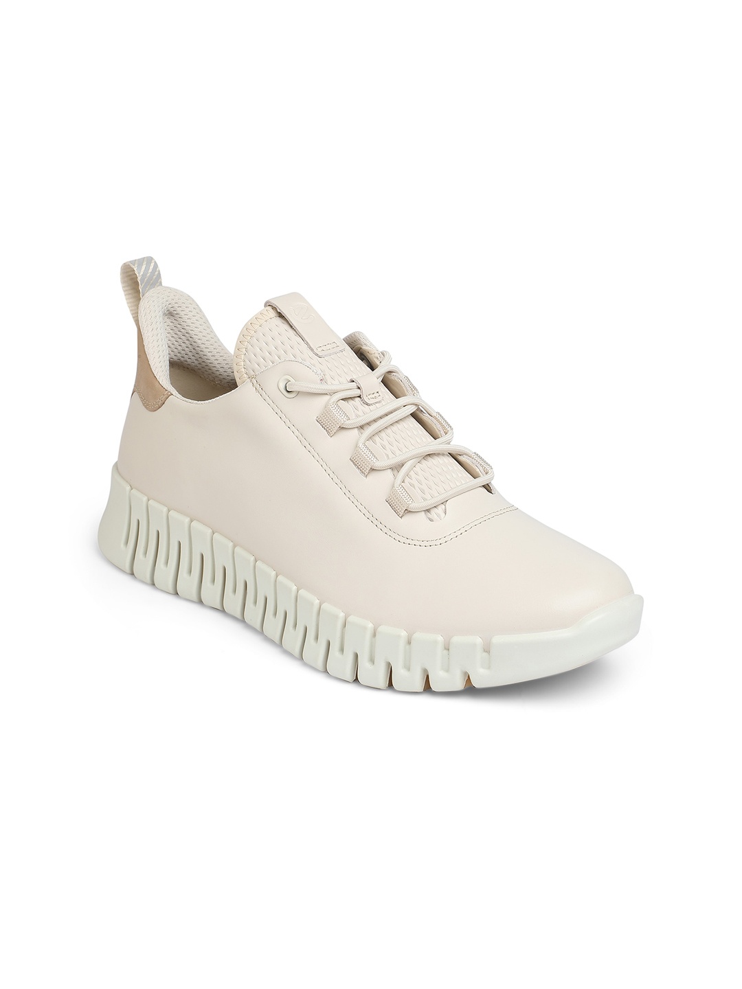 

ECCO Women Gruuv Limestone Leather Regular Sneakers, Beige