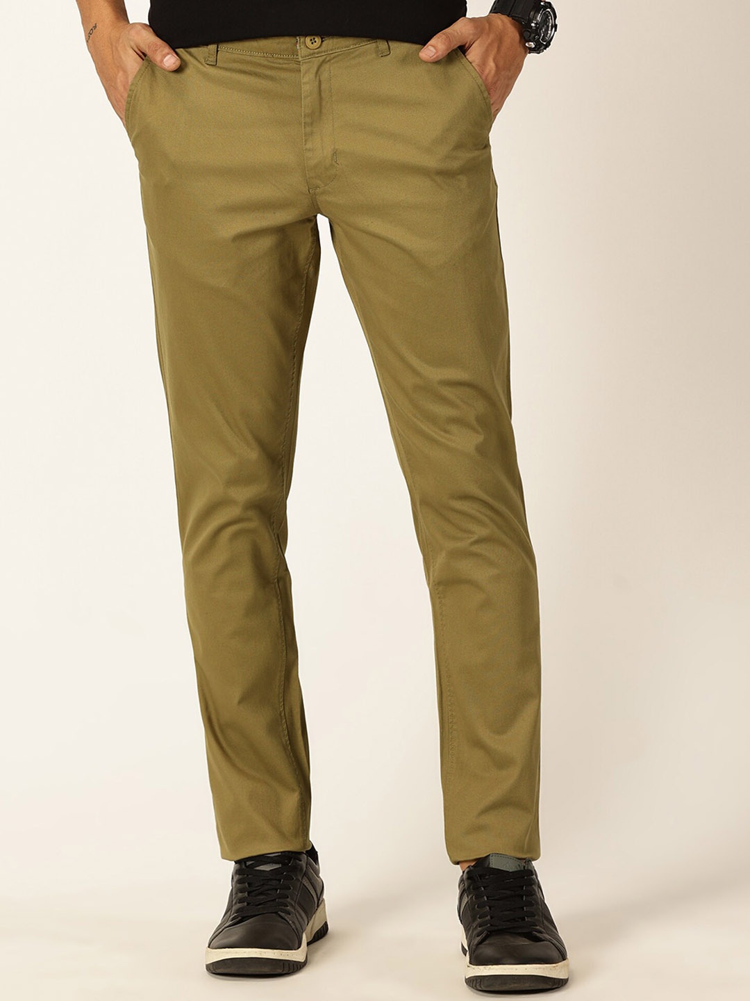 

Provogue Men Smart Cotton Chinos Trousers, Olive