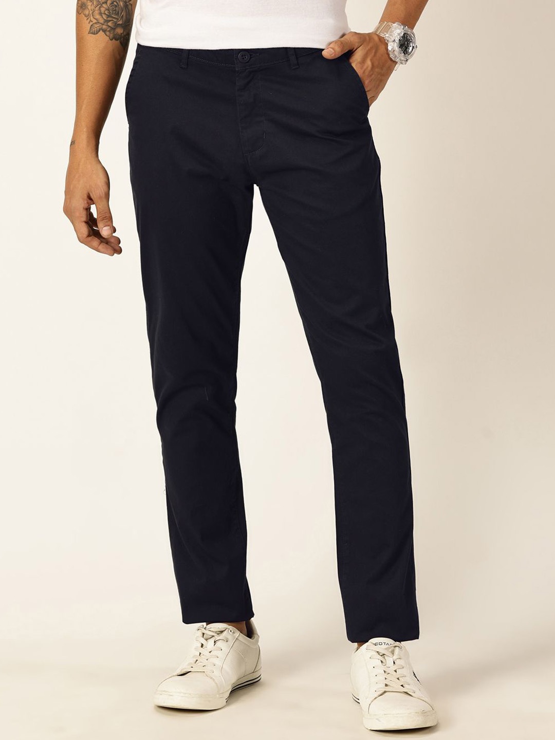 

Provogue Men Smart Cotton Regular Chinos Trousers, Navy blue