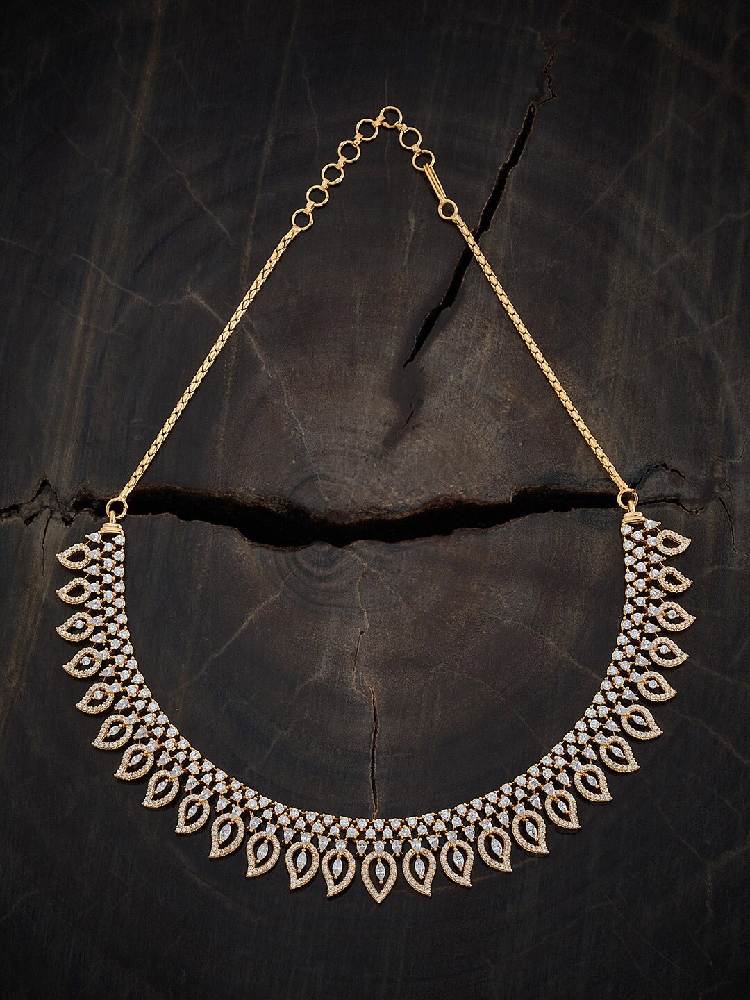 

Kushal's Fashion Jewellery Copper Gold-Plated Cubic Zirconia Studded Necklace