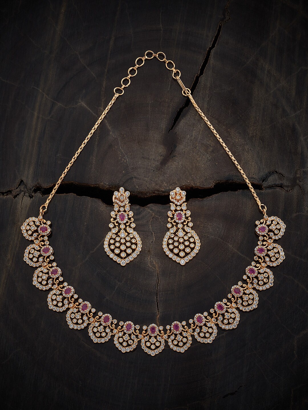 

Kushal's Fashion Jewellery Gold-Plated Cubic Zirconia Studded Jewellery Set