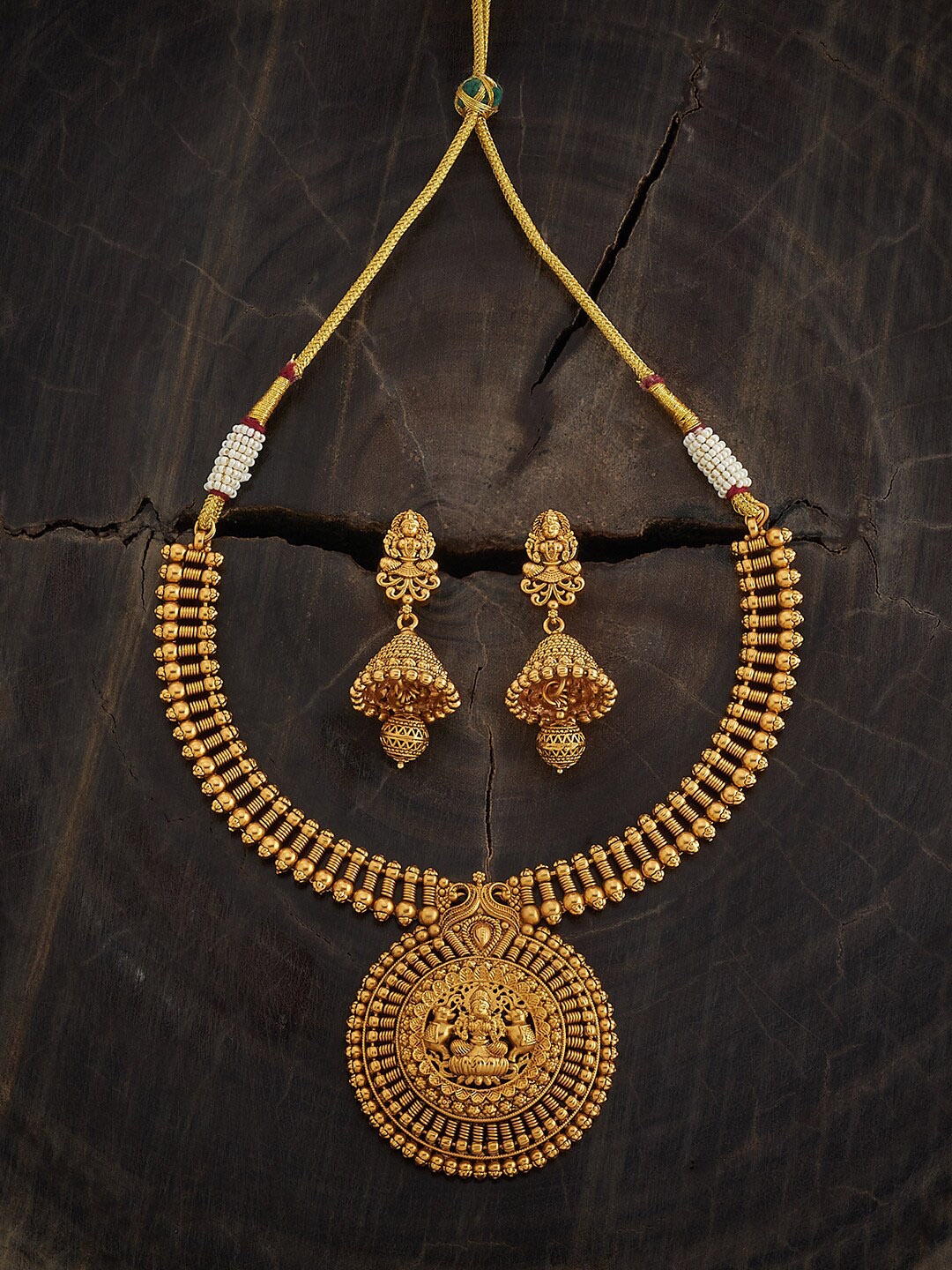 

Kushal's Fashion Jewellery Gold-Plated Antique Jewellery Set