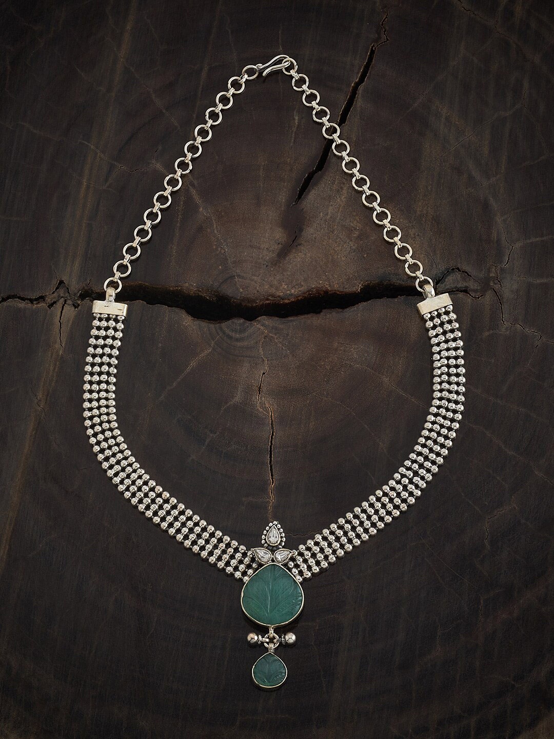 

Kushal's Fashion Jewellery Rhodium-Plated Oxidised Silver Necklace