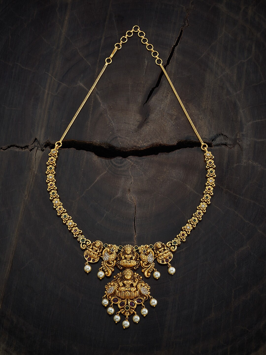 

Kushal's Fashion Jewellery Gold-Plated Stones Studded & Beads Beaded Antique Necklace