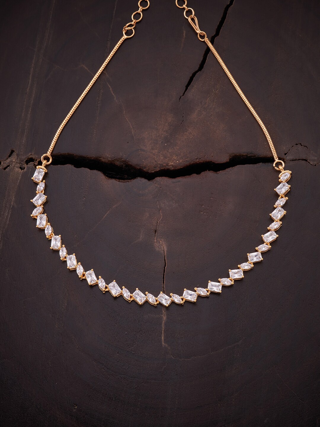 

Kushal's Fashion Jewellery Gold-Plated Cubic Zirconia Studded Necklace